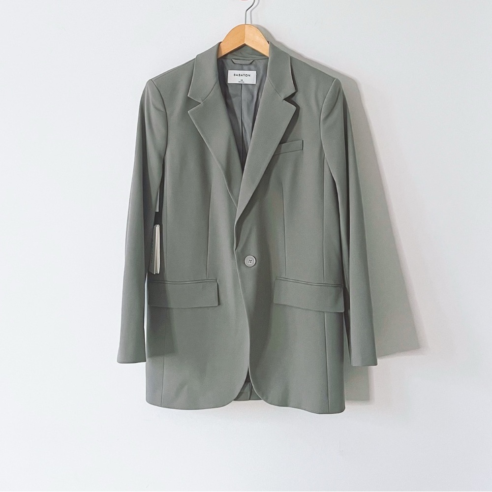 Aritzia Babaton Agency Italian City Wool Blazer Light Pewter Grey XS Workwear